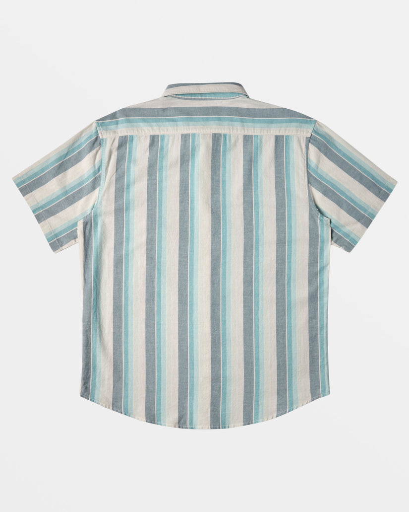 All Day Stripe Short Sleeve Shirt - Dusty Navy