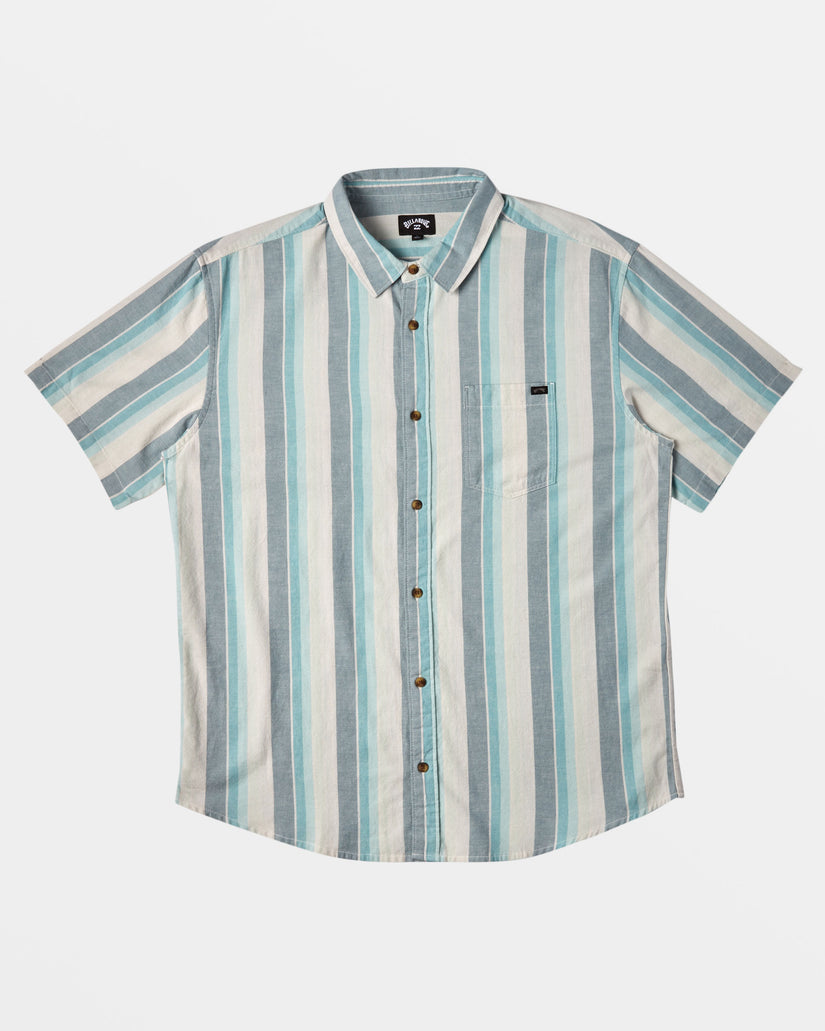 All Day Stripe Short Sleeve Shirt - Dusty Navy