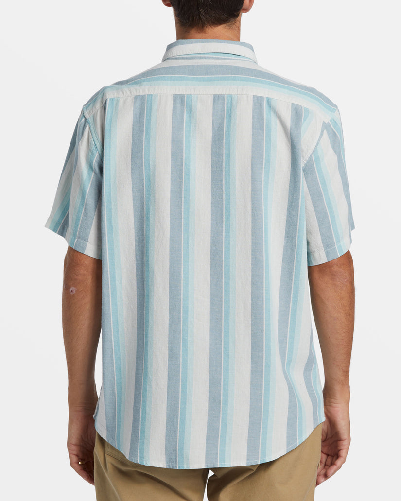 All Day Stripe Short Sleeve Shirt - Dusty Navy