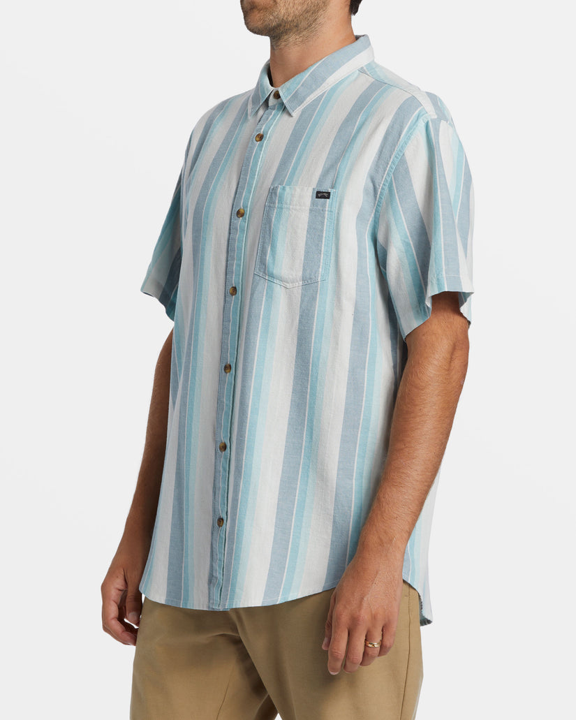 All Day Stripe Short Sleeve Shirt - Dusty Navy