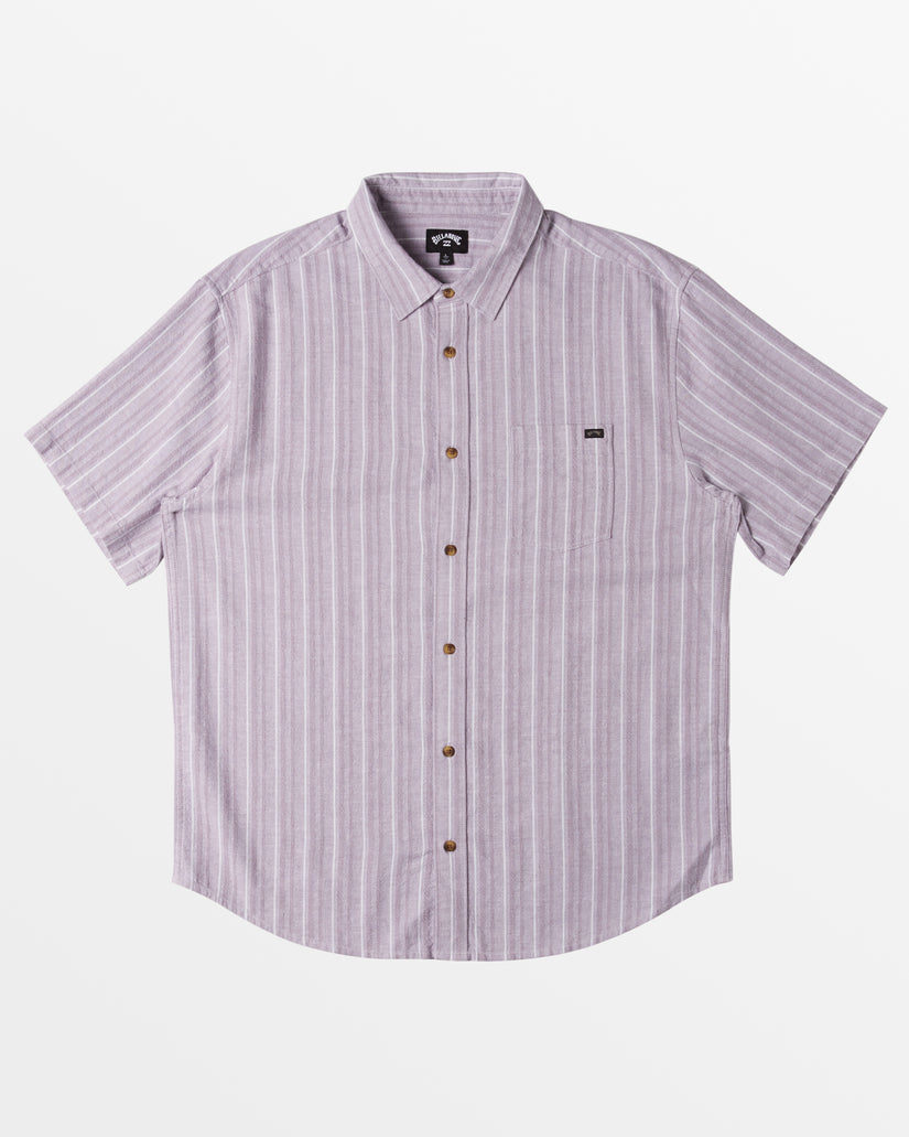 All Day Stripe Short Sleeve Shirt - Grey Violet