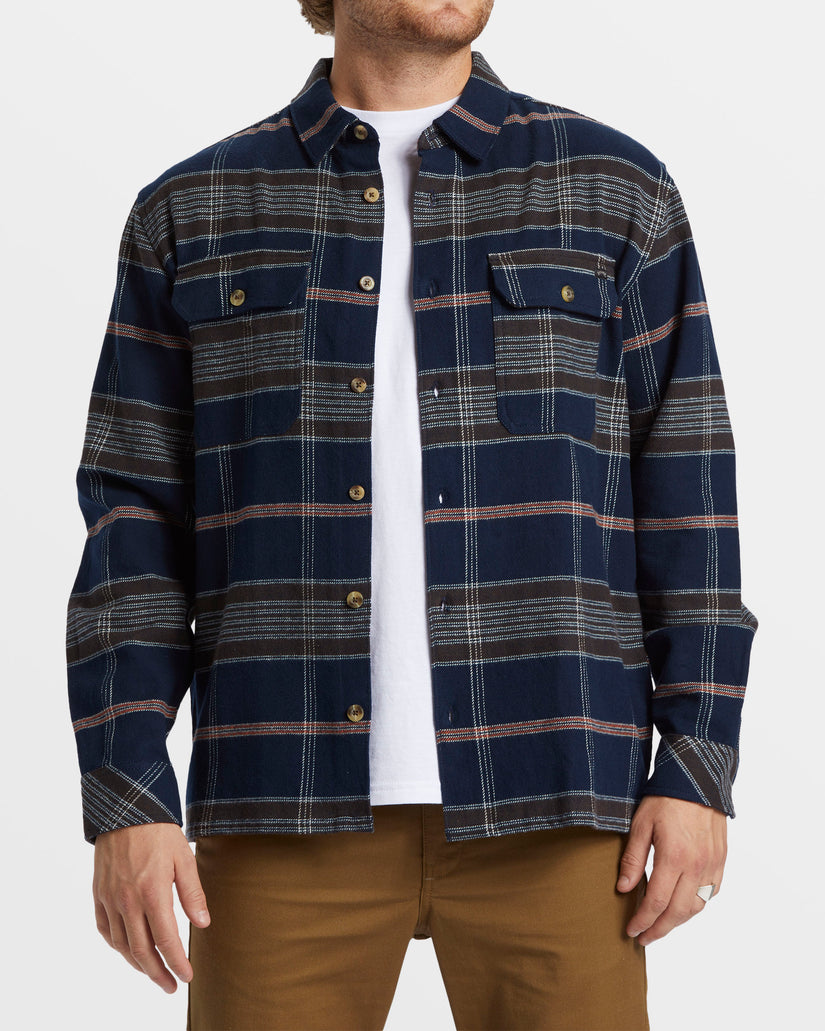 Offshore Long Sleeve Flannel Shirt - Navy