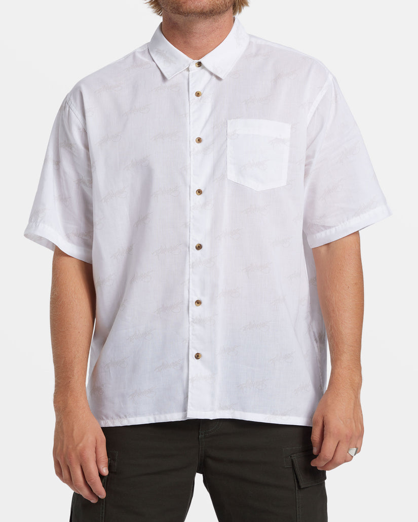 Script Short Sleeve Shirt - White