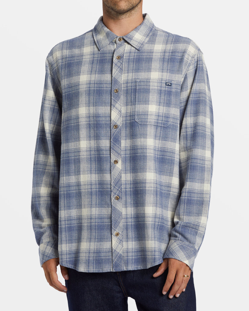 Coastline Long Sleeve Flannel Shirt - Slate Blue