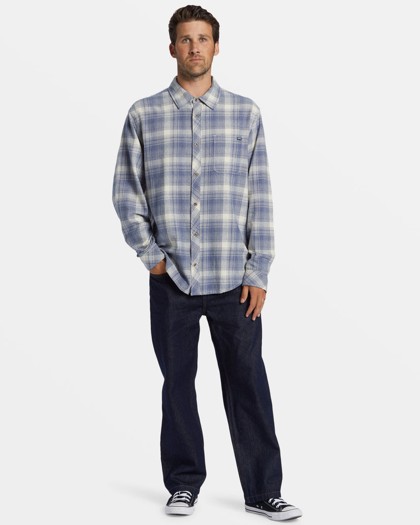 Coastline Long Sleeve Flannel Shirt - Slate Blue