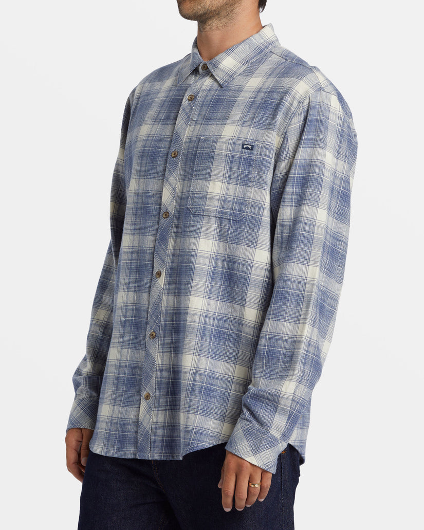 Coastline Long Sleeve Flannel Shirt - Slate Blue