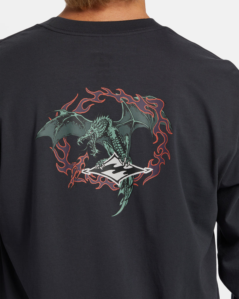 Dragon Long Sleeve T-shirt - Washed Black