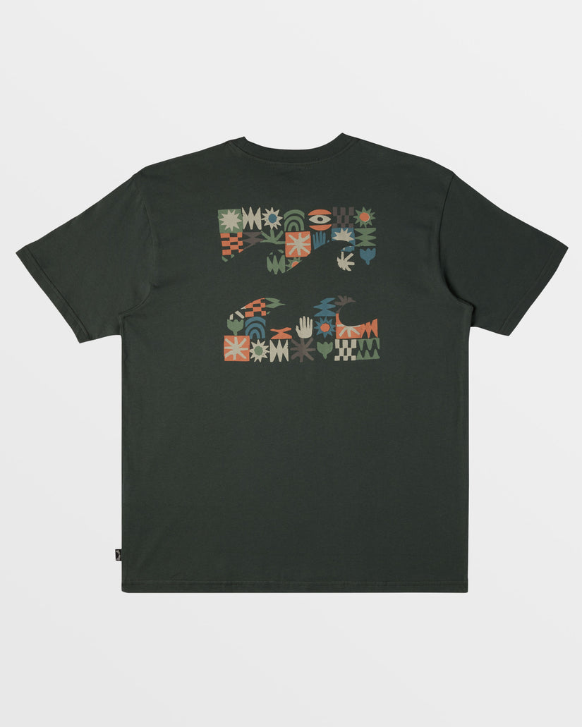 Crayon Wave T-Shirt - Slate Green