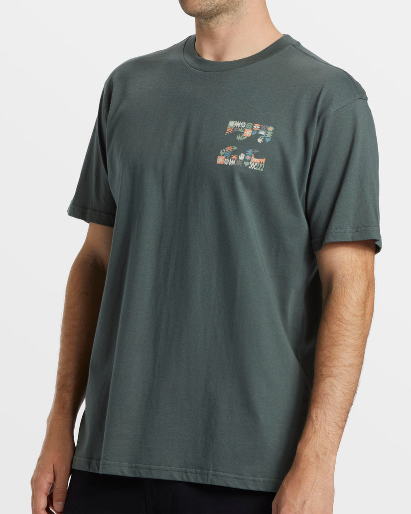 Crayon Wave T-Shirt - Slate Green