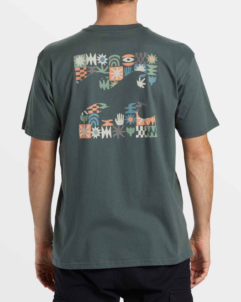 Crayon Wave T-Shirt - Slate Green