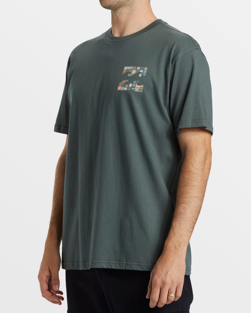 Crayon Wave T-Shirt - Slate Green