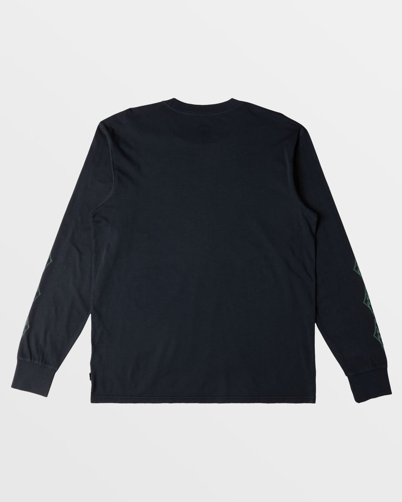 Crayon Wave Long Sleeve Wave Washed T-Shirt - Black