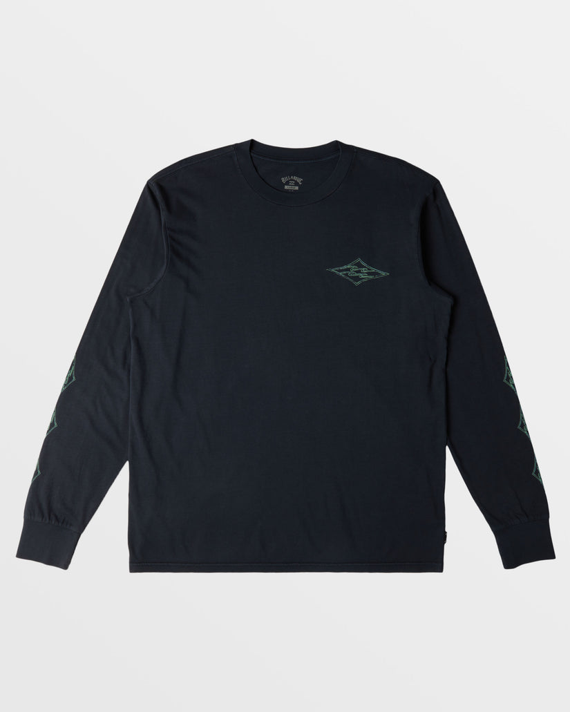 Crayon Wave Long Sleeve Wave Washed T-Shirt - Black