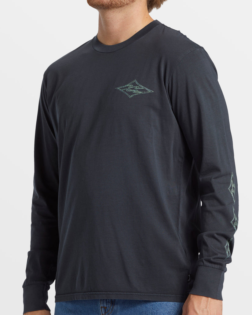 Crayon Wave Long Sleeve Wave Washed T-Shirt - Black