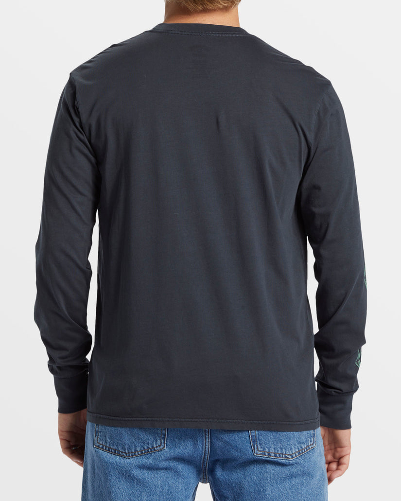 Crayon Wave Long Sleeve Wave Washed T-Shirt - Black