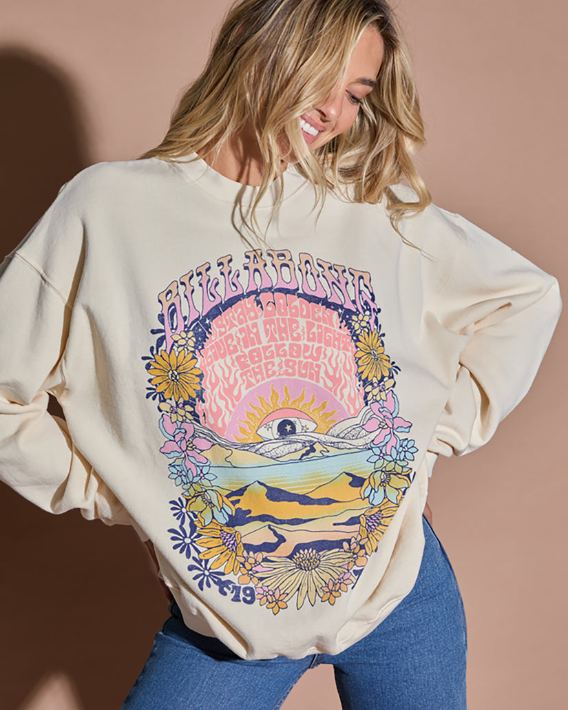 Ride In Oversized Crewneck Sweatshirt - White Cap