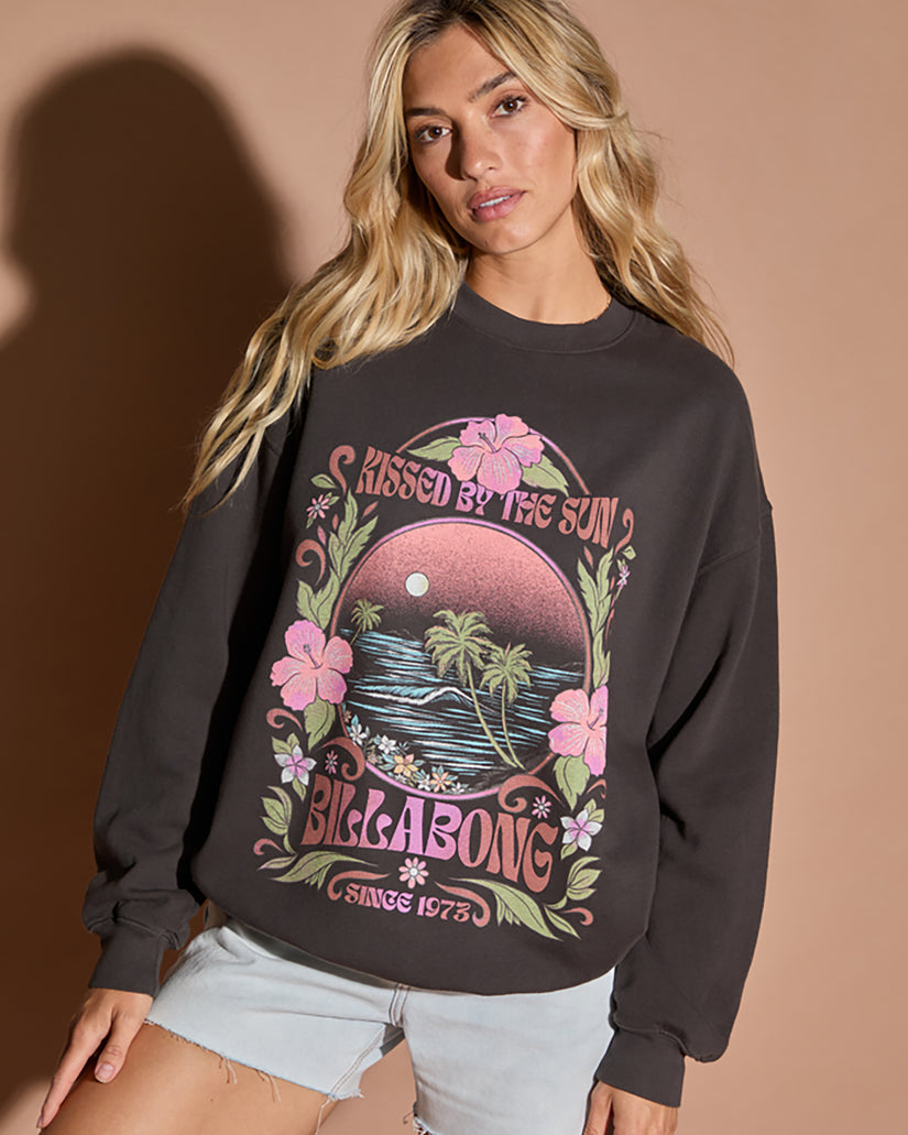 Ride In Oversized Crewneck Sweatshirt - Black Sands