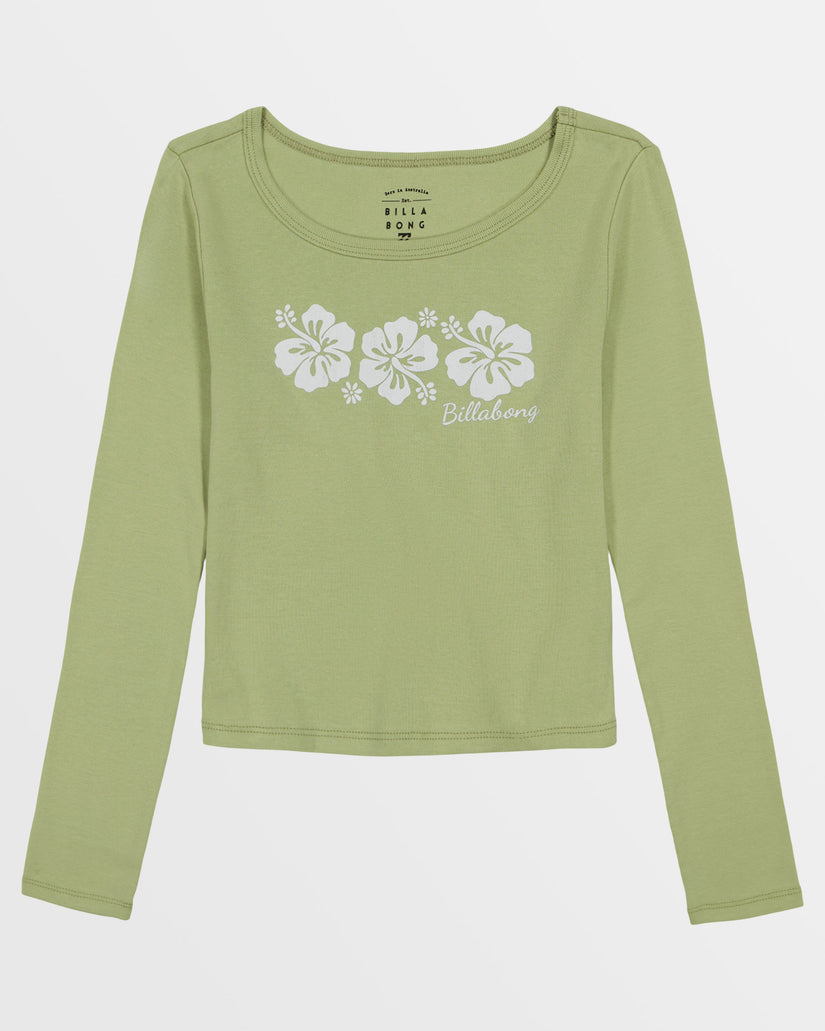 Girls Tri Hibiscus Long Sleeve T-Shirt - Willow