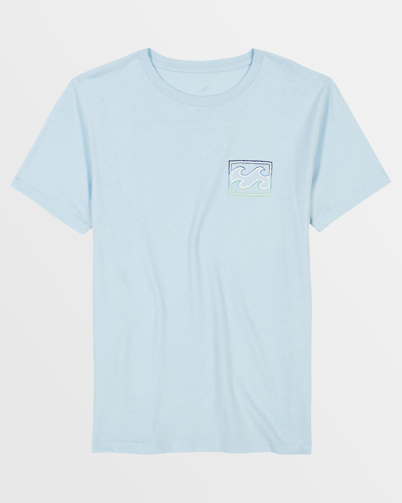 Boys Crayon Wave T-Shirt - Coastal Blue