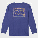 Boys Crayon Wave Square Long Sleeve T-Shirt - Deep Royal Heather