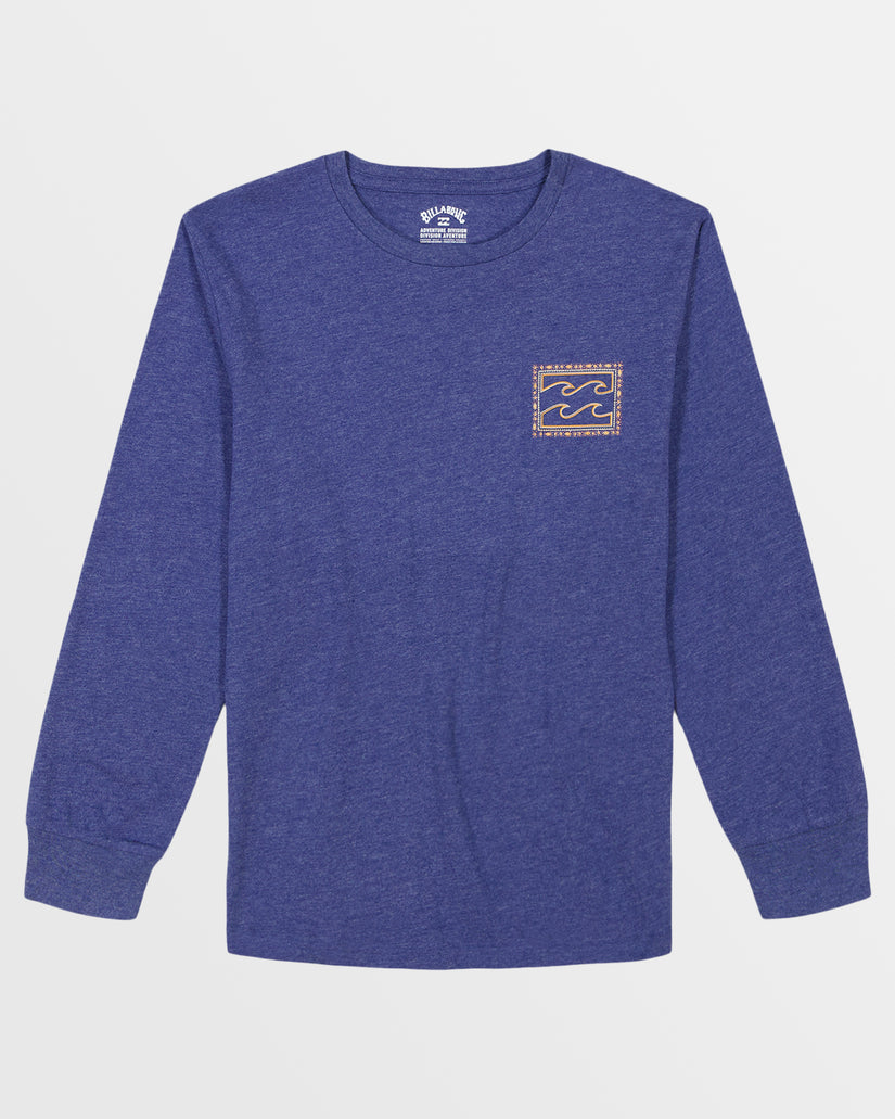 Boys Crayon Wave Square Long Sleeve T-Shirt - Deep Royal Heather