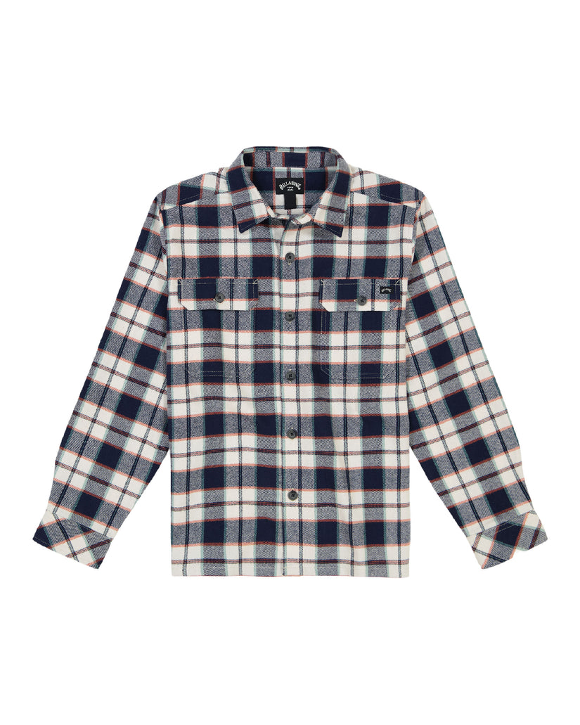 Boys Offshore Long Sleeve Flannel Shirt - Dusty Navy