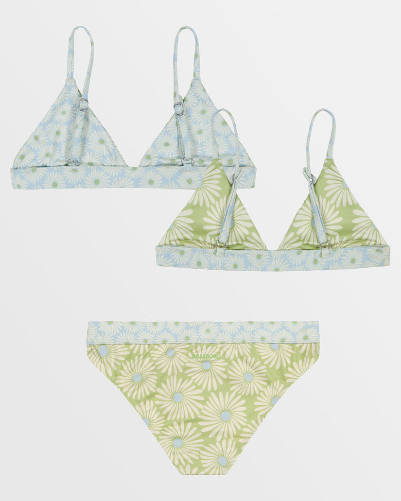 Girls These Are The Days Reverse Banded Bikini Set - Lime Zest