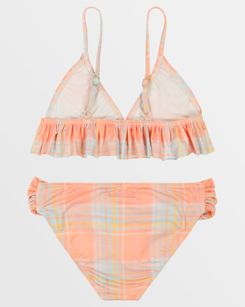 Girls Ur A Peach Ruffle Triangle Bikini Set - Peach Paradise