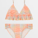 Girls Ur A Peach Ruffle Triangle Bikini Set - Peach Paradise