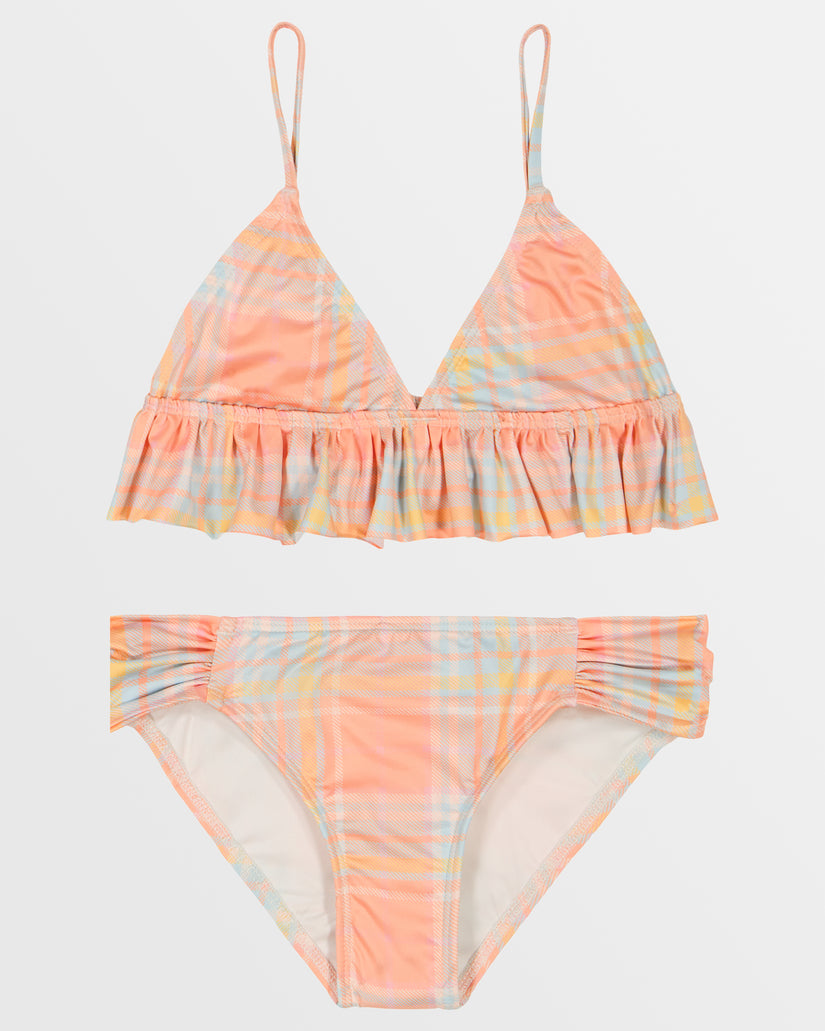 Girls Ur A Peach Ruffle Triangle Bikini Set - Peach Paradise