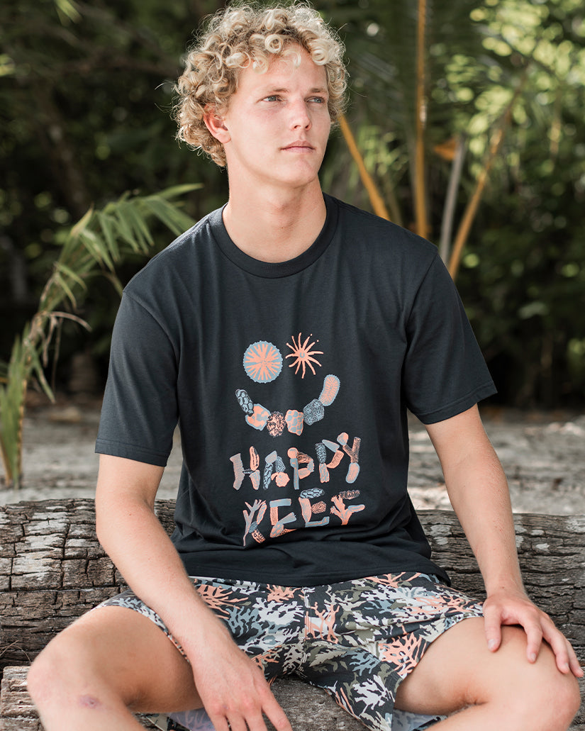 Coral Gardeners Happy Reef T-Shirt - Washed Black