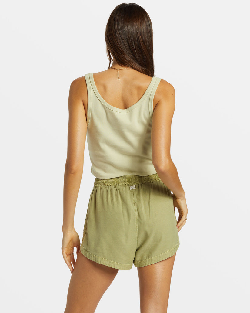 Road Trippin Elastic Waist Shorts - Avocado