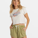 Road Trippin Elastic Waist Shorts - Avocado