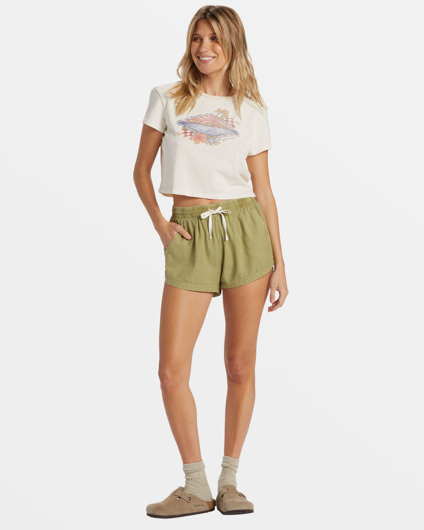 Road Trippin Elastic Waist Shorts - Avocado