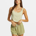 Road Trippin Elastic Waist Shorts - Avocado