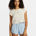 Road Trippin Elastic Waist Shorts - Washed Chambray