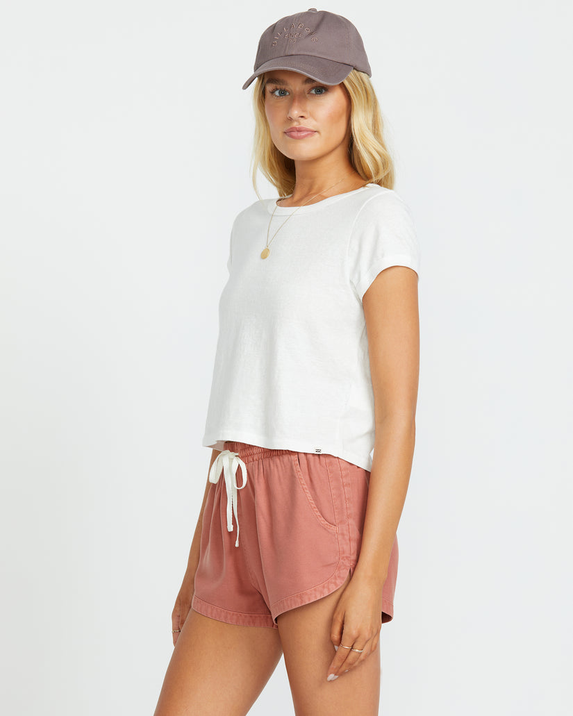 Road Trippin Elastic Waist Shorts - Dark Coral - Dark Coral