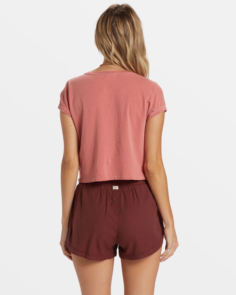 Road Trippin Elastic Waist Shorts - Choc Cherry