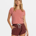 Road Trippin Elastic Waist Shorts - Choc Cherry