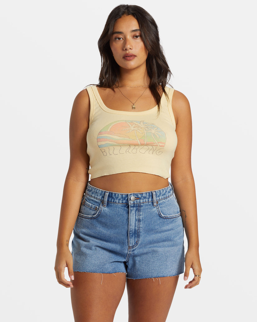 Escape To Nature Cropped Tank Top - Retro Yellow