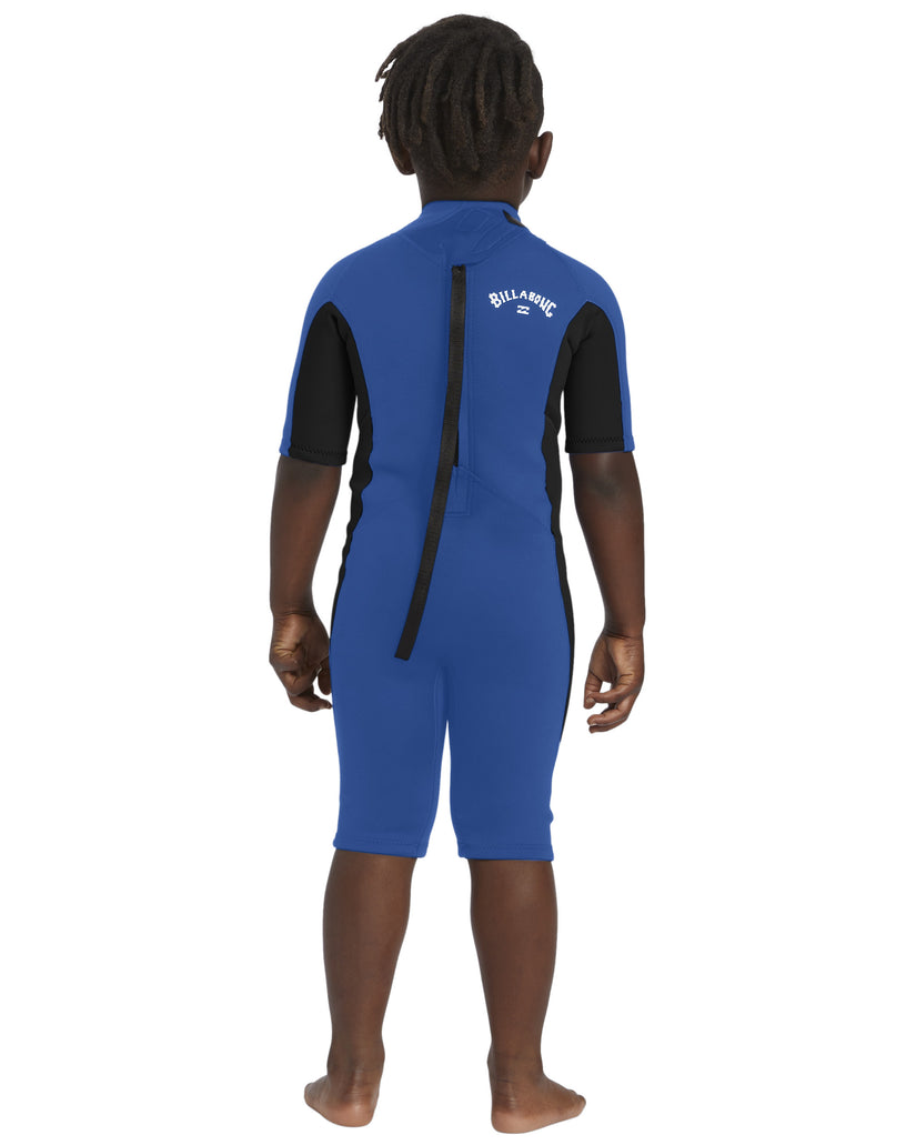 Little Boys 2mm Foil Back Zip Short Sleeve Spring Wetsuit - Mid Blue