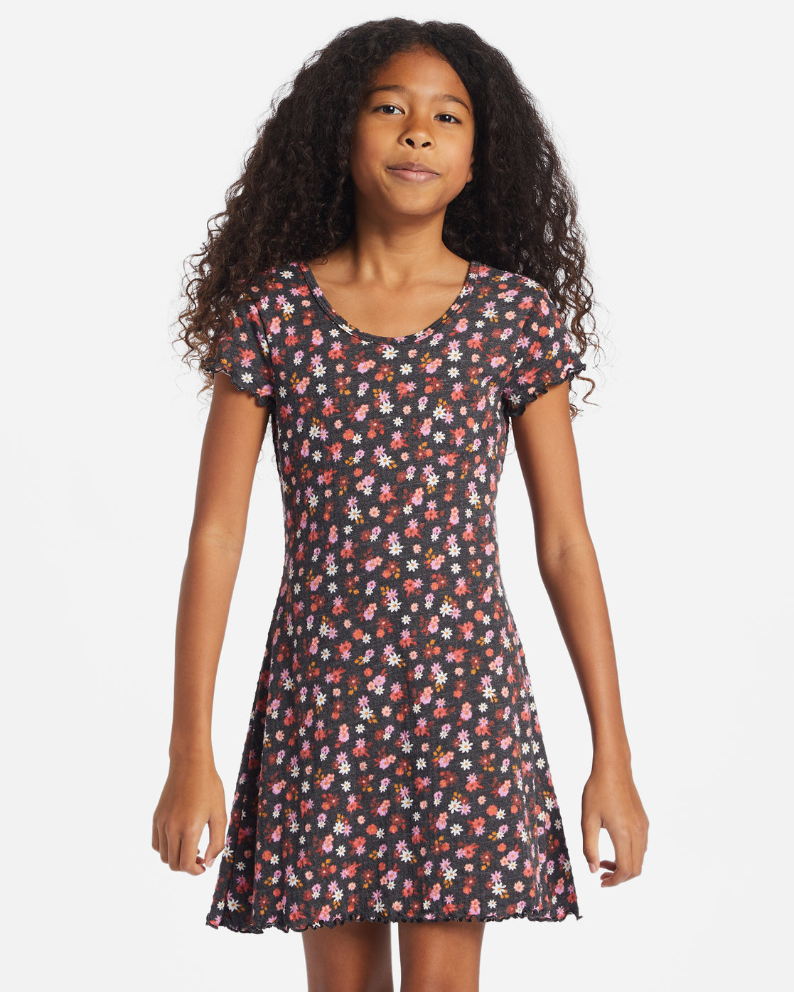 Girls Simply Cute T Shirt Dress Black Pebble Billabong