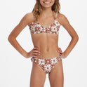 Girls A Flower For You Trilet Set Bikini Set - Golden Brown