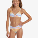 Girls Blissed Out Banded Tri Set Bikini Set - Multi