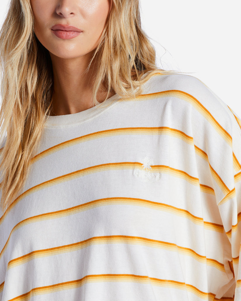 Buy Fitkin Women Yellow Self Stripes Bottom Net Detail T-Shirt Online