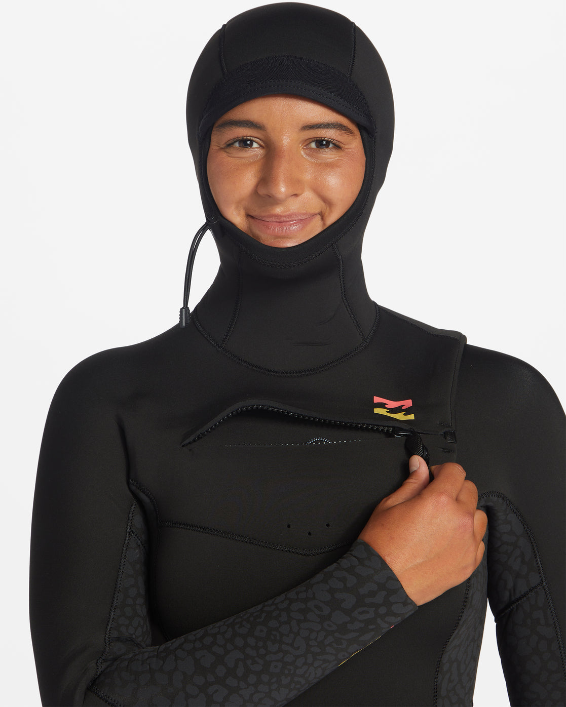 5/4 Synergy Hooded Chest Zip Full Wetsuit - Wild Black