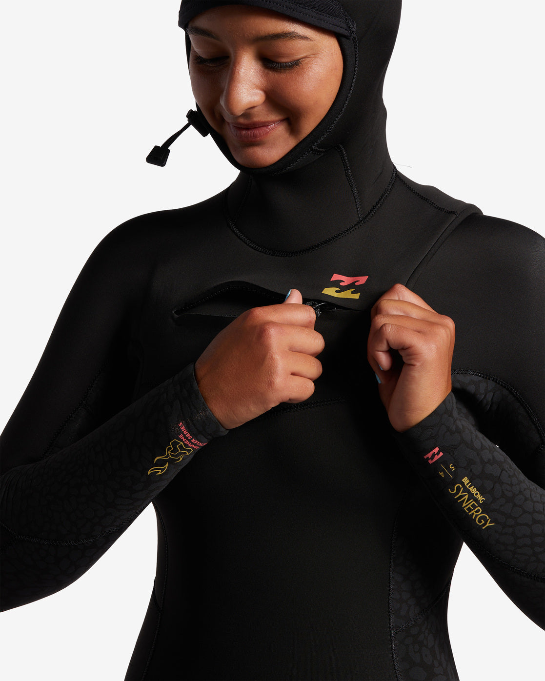 5/4 Synergy Hooded Chest Zip Full Wetsuit - Wild Black