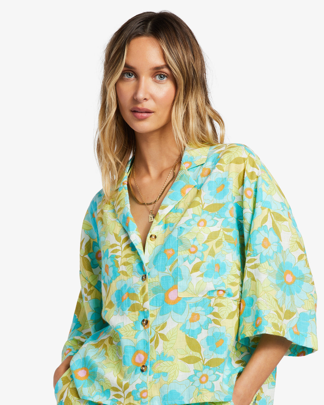 Billabong To The Sea Oversized cheapest Button Down Top