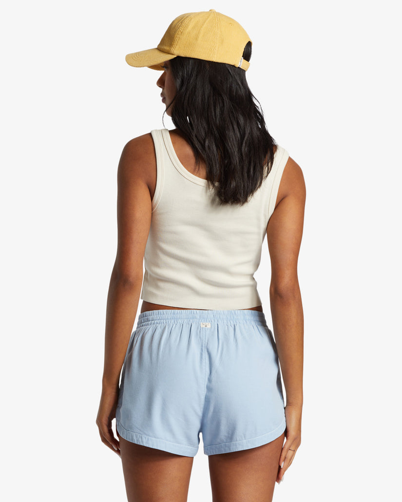 Road Trippin Elastic Waist Shorts - Washed Chambray