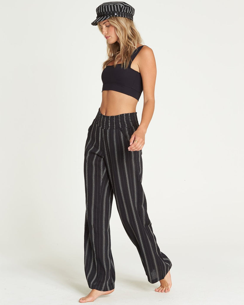 New Waves Striped Beach Pants - Black